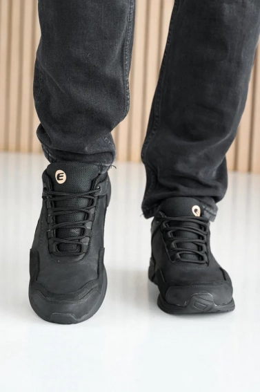 Мужские кроссовки кожаные весенне-осенние черные Emirro А2 фото 2 — интернет-магазин Tapok