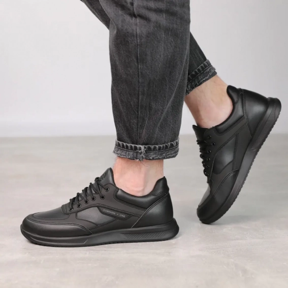 Кроссовки мужские кожаные 588050 Черные фото 9 — интернет-магазин Tapok