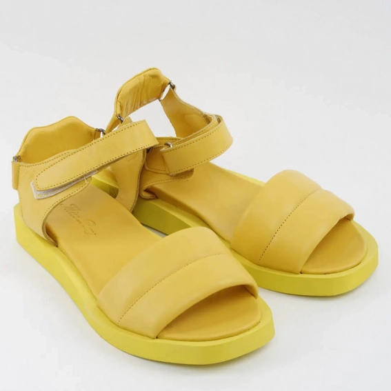 Босоніжки жіночі шкіряні 338596 Fashion Жовтий фото 3 — інтернет-магазин Tapok