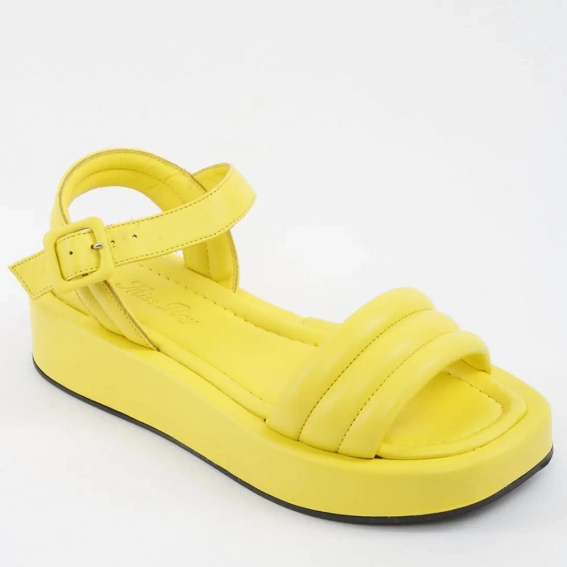 Босоніжки жіночі шкіряні 338585 Fashion Жовтий фото 1 — інтернет-магазин Tapok