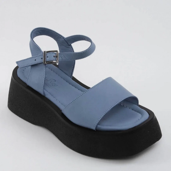Босоножки женские кожаные 338581  Fashion Синий фото 1 — интернет-магазин Tapok
