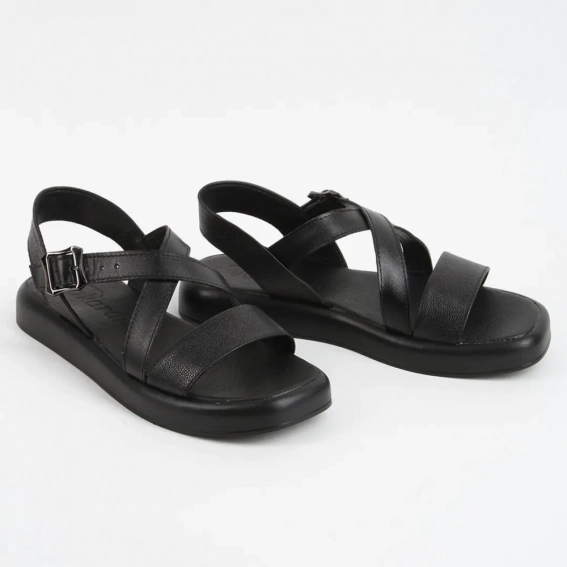Босоножки женские кожаные 339499  Fashion Черный фото 4 — интернет-магазин Tapok