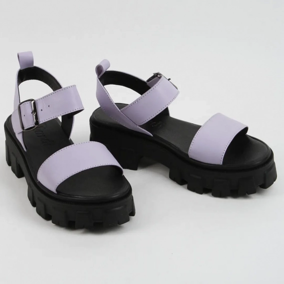 Босоножки женские кожаные 339642  Fashion Фиолетовый фото 4 — интернет-магазин Tapok
