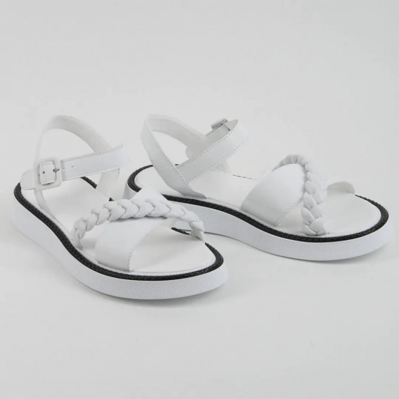Босоножки женские кожаные 339875  Fashion Белый фото 4 — интернет-магазин Tapok