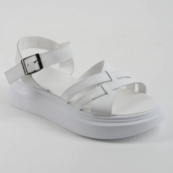 Босоножки женские кожаные 339847  Fashion Белый фото 1 — интернет-магазин Tapok