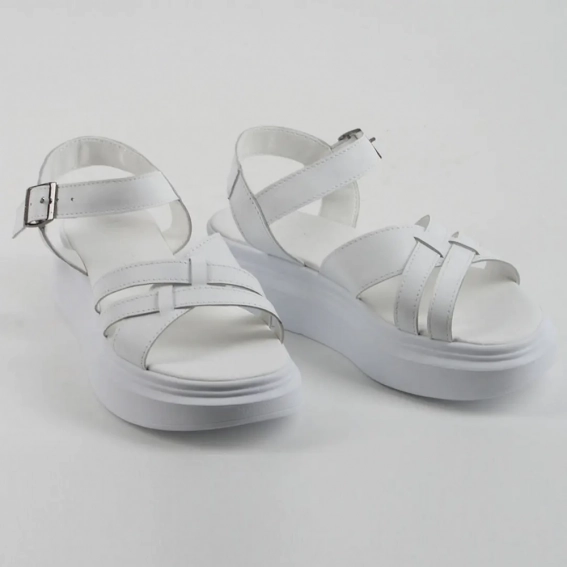 Босоножки женские кожаные 339847  Fashion Белый фото 4 — интернет-магазин Tapok