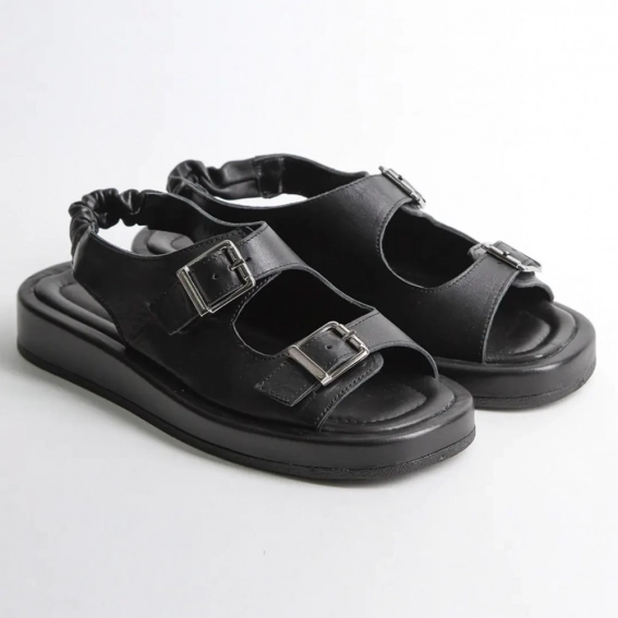 Босоножки женские кожаные 340142  Fashion Черный фото 4 — интернет-магазин Tapok