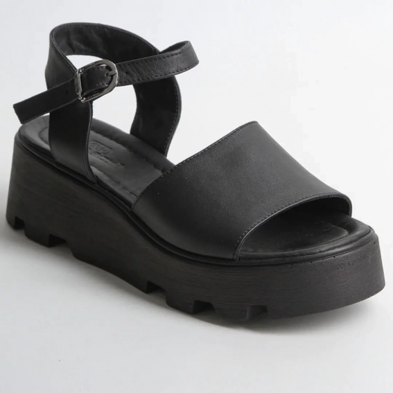 Босоножки женские кожаные 340163  Fashion Черный фото 1 — интернет-магазин Tapok
