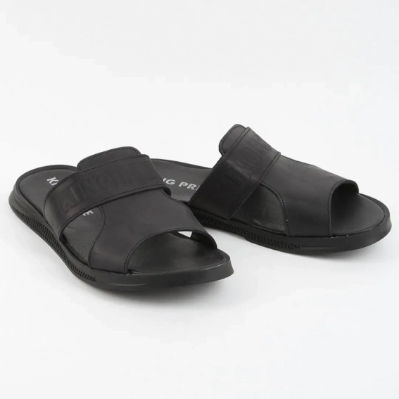 Шлепанцы мужские кожаные 339864  Fashion Черный фото 4 — интернет-магазин Tapok