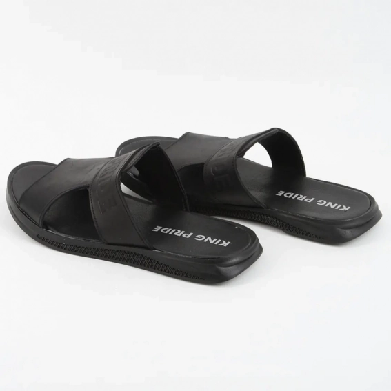 Шлепанцы мужские кожаные 339864  Fashion Черный фото 5 — интернет-магазин Tapok