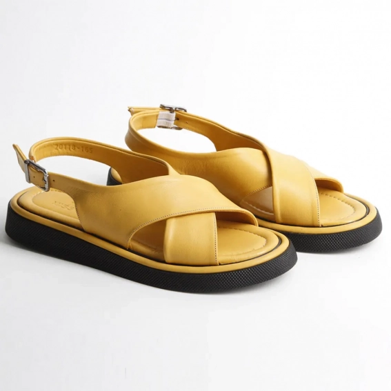 Босоножки женские кожаные 340153  Fashion Желтый фото 4 — интернет-магазин Tapok