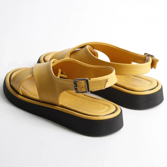 Босоножки женские кожаные 340153  Fashion Желтый фото 5 — интернет-магазин Tapok