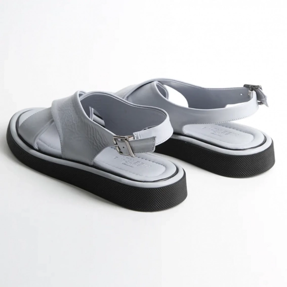 Босоножки женские кожаные 340154  Fashion Серый фото 5 — интернет-магазин Tapok