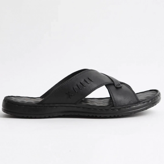 Шлепанцы мужские кожаные 340505  Fashion Черный фото 2 — интернет-магазин Tapok