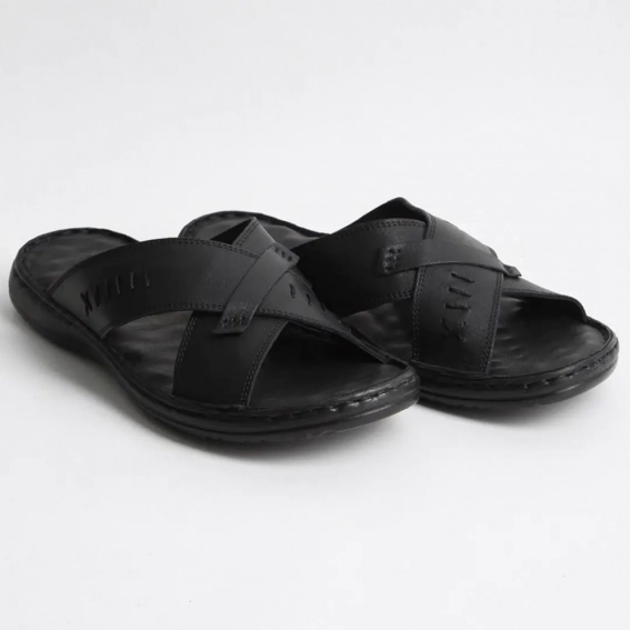 Шлепанцы мужские кожаные 340505  Fashion Черный фото 4 — интернет-магазин Tapok