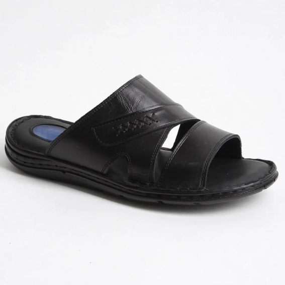 Шлепанцы мужские кожаные 340546  Fashion Черный фото 1 — интернет-магазин Tapok