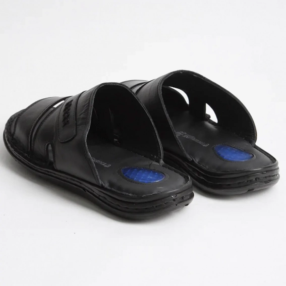 Шлепанцы мужские кожаные 340546  Fashion Черный фото 5 — интернет-магазин Tapok