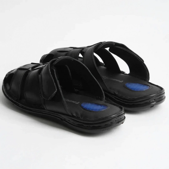 Шлепанцы мужские кожаные 340540  Fashion Черный фото 5 — интернет-магазин Tapok