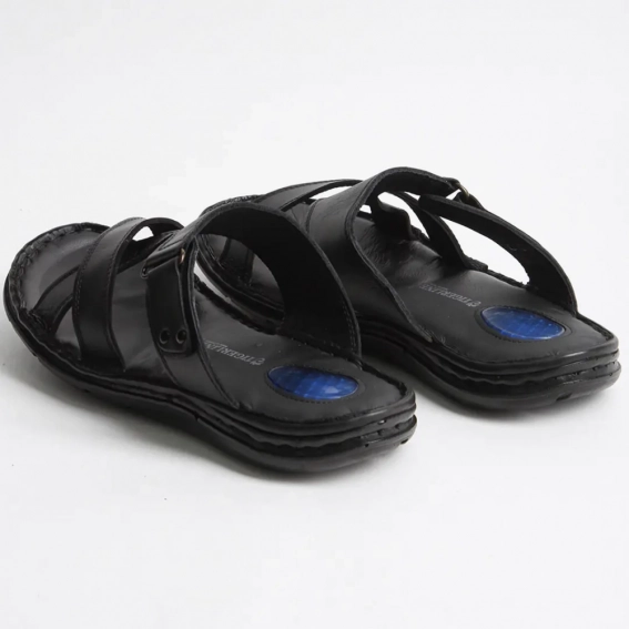 Шлепанцы мужские кожаные 340547  Fashion Черный фото 5 — интернет-магазин Tapok