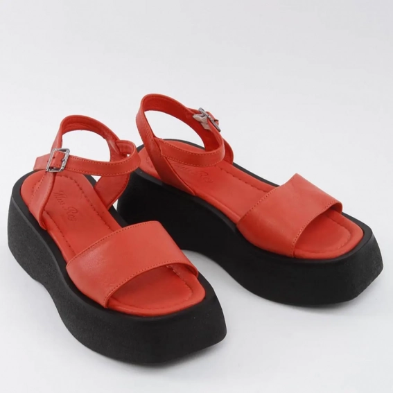 Босоножки женские кожаные 338578  Fashion Красный фото 4 — интернет-магазин Tapok