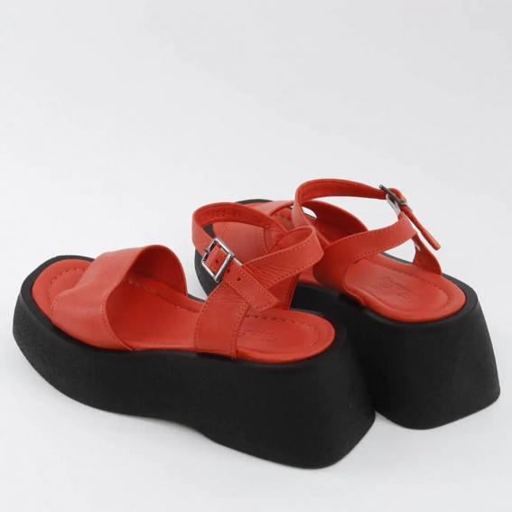 Босоножки женские кожаные 338578  Fashion Красный фото 5 — интернет-магазин Tapok