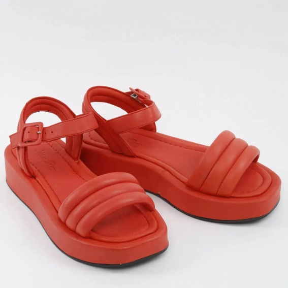 Босоножки женские кожаные 338584  Fashion Красный фото 4 — интернет-магазин Tapok