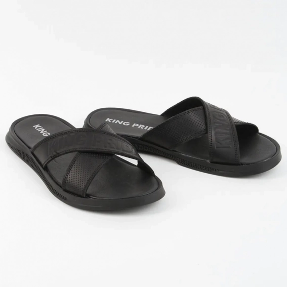 Шлепанцы мужские кожаные 339856  Fashion Черный фото 4 — интернет-магазин Tapok