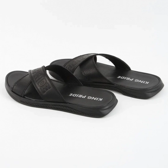 Шлепанцы мужские кожаные 339856  Fashion Черный фото 5 — интернет-магазин Tapok