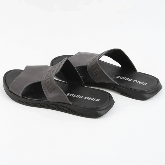 Шлепанцы мужские кожаные 339861  Fashion Серый фото 5 — интернет-магазин Tapok