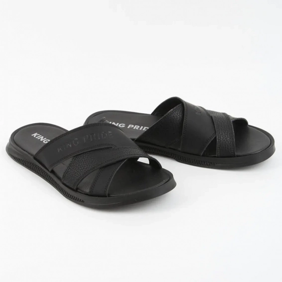 Шлепанцы мужские кожаные 339866  Fashion Черный фото 4 — интернет-магазин Tapok