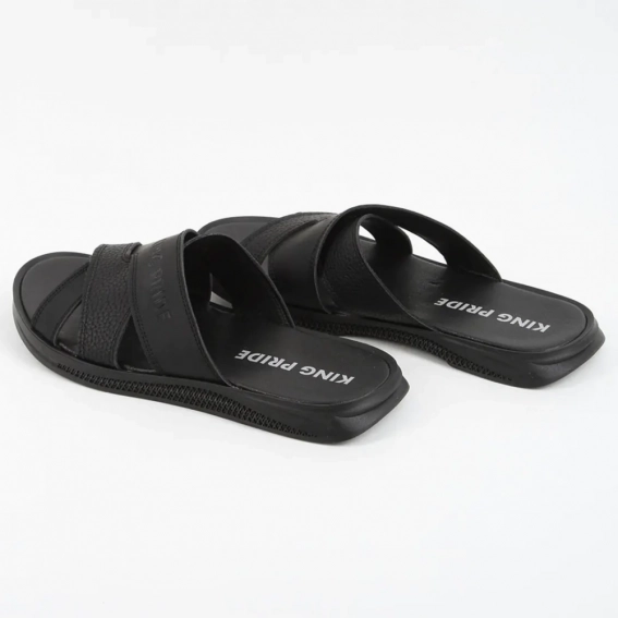 Шлепанцы мужские кожаные 339866  Fashion Черный фото 5 — интернет-магазин Tapok