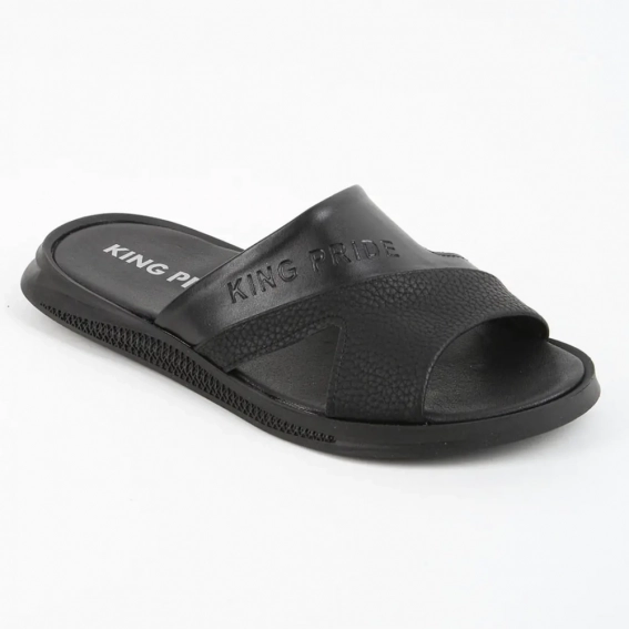 Шлепанцы мужские кожаные 339868  Fashion Черный фото 1 — интернет-магазин Tapok