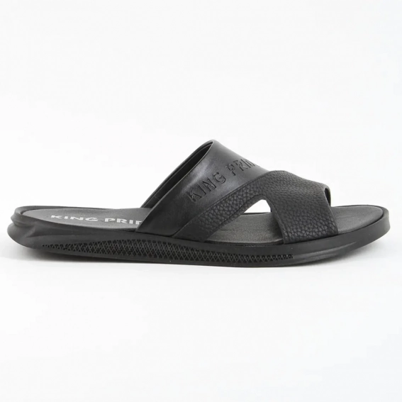 Шлепанцы мужские кожаные 339868  Fashion Черный фото 2 — интернет-магазин Tapok