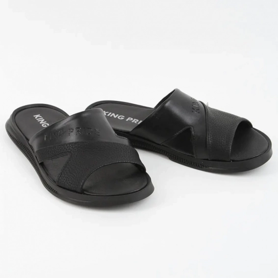 Шлепанцы мужские кожаные 339868  Fashion Черный фото 4 — интернет-магазин Tapok