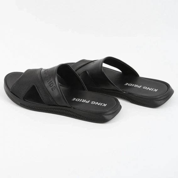 Шлепанцы мужские кожаные 339868  Fashion Черный фото 5 — интернет-магазин Tapok