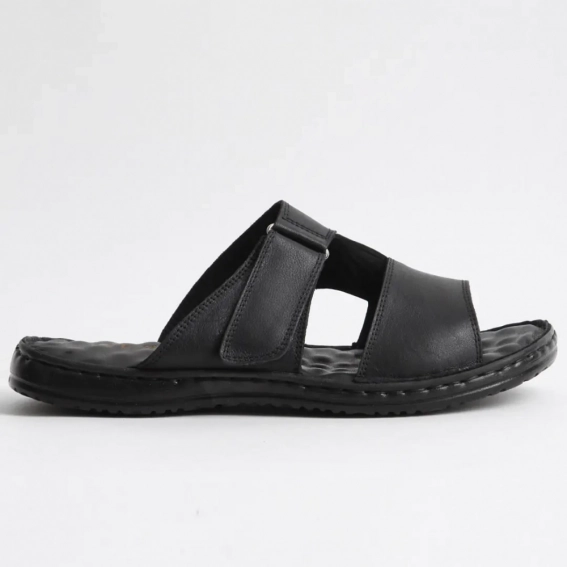Шлепанцы мужские кожаные 340510  Fashion Черный фото 2 — интернет-магазин Tapok