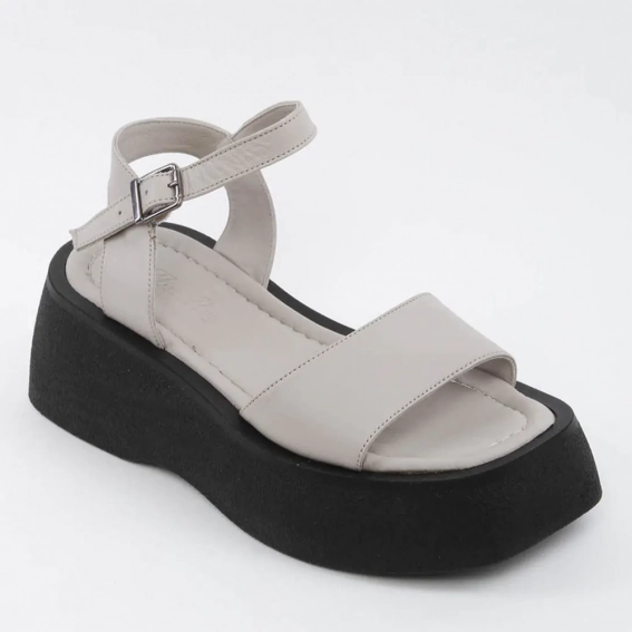 Босоножки женские кожаные 338579  Fashion Серый фото 1 — интернет-магазин Tapok