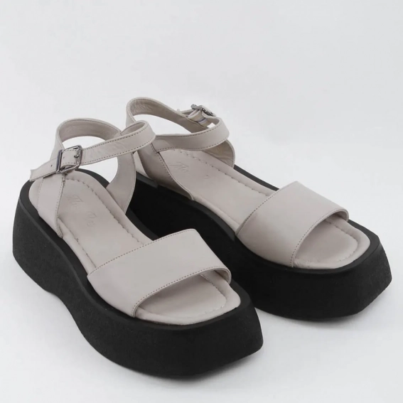 Босоножки женские кожаные 338579  Fashion Серый фото 4 — интернет-магазин Tapok