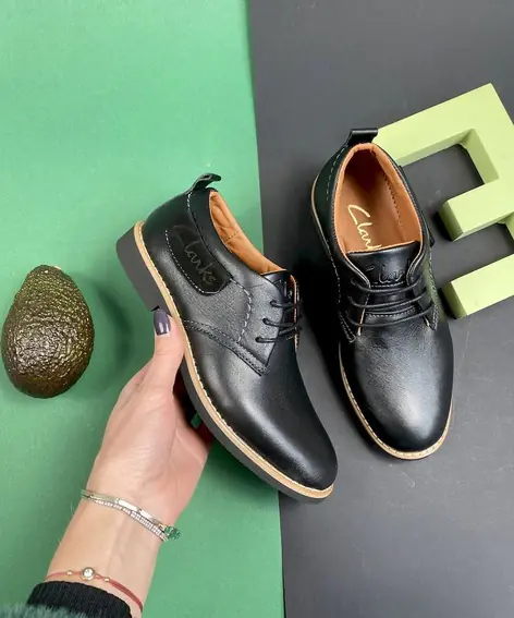 Подростковые туфли кожаные весна/осень черные Yuves М6 фото 7 — интернет-магазин Tapok