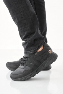 Мужские кроссовки кожаные весенне-осенние черные Emirro А4