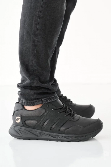 Мужские кроссовки кожаные весенне-осенние черные Emirro А4 фото 3 — интернет-магазин Tapok