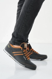 Мужские кроссовки кожаные весенне-осенние черно-коричневые Splinter 5312