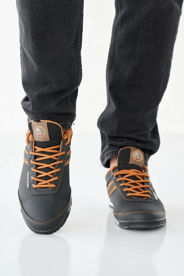 Чоловічі кросівки шкіряні весняно-осінні чорні-коричневі Splinter 5312 фото 2 — інтернет-магазин Tapok