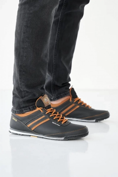 Мужские кроссовки кожаные весенне-осенние черно-коричневые Splinter 5312 фото 3 — интернет-магазин Tapok