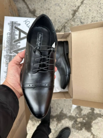 Мужские туфли кожаные весенне-осенние черные Ava 41 фото 3 — интернет-магазин Tapok