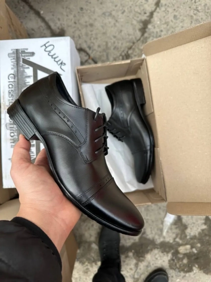 Мужские туфли кожаные весенне-осенние черные Ava 41 фото 4 — интернет-магазин Tapok