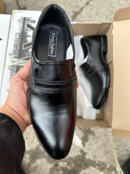 Мужские туфли кожаные весенне-осенние черные Ava 44 фото 2 — интернет-магазин Tapok