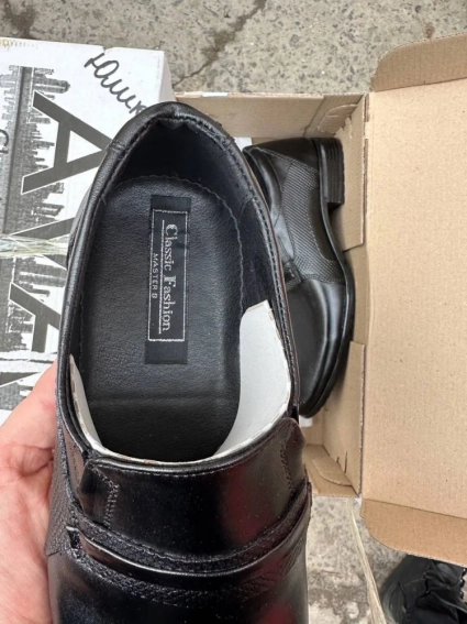 Чоловічі туфлі шкіряні весняно-осінні чорні Ava 44 фото 3 — інтернет-магазин Tapok
