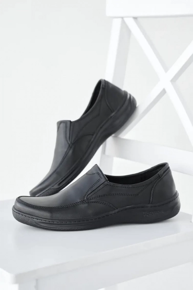 Чоловічі туфлі шкіряні весняно-осінні чорні Emirro Р Мок фото 2 — інтернет-магазин Tapok