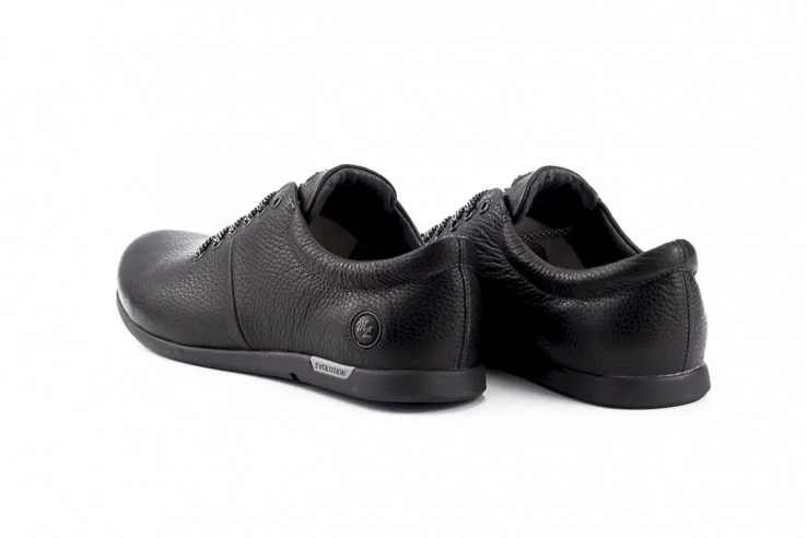 Мужские кроссовки кожаные весенне-осенние черные Milord Olimp низкая подошва фото 3 — интернет-магазин Tapok